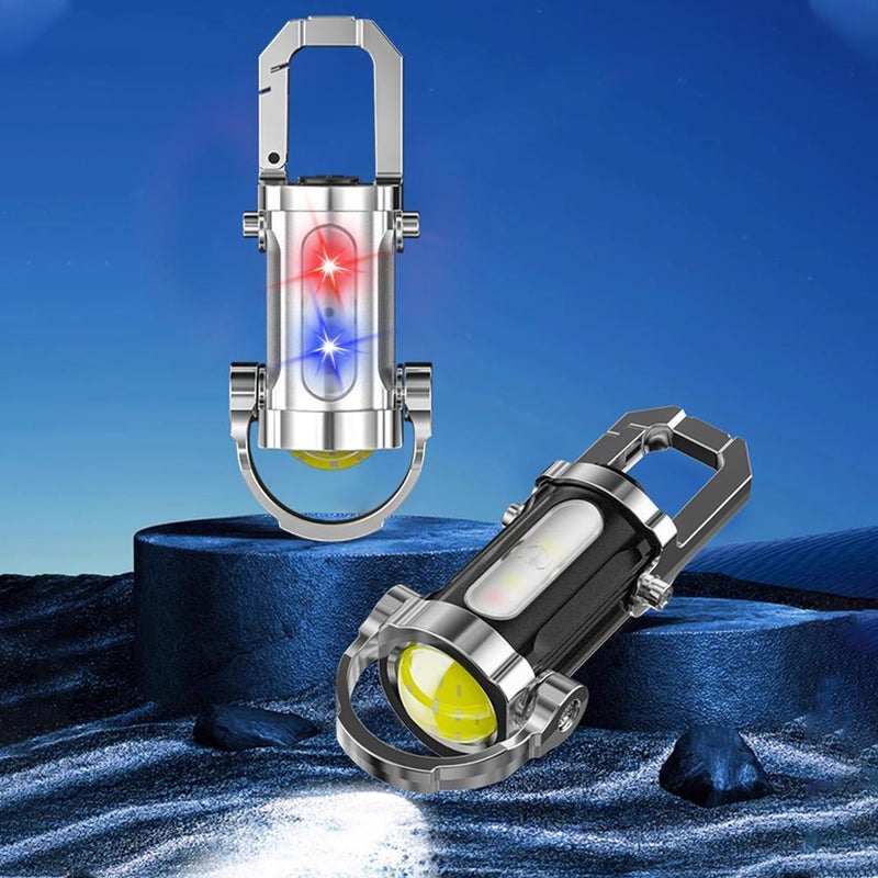 Portable Rechargeable Super Bright Mini Keychain Flashlight - 7 Mode Flashlight with COB side lights, Type-C fast charging, IPX4 Waterproof, Compact Aluminum Alloy Keychain Light (A 1pcs) - Image 2